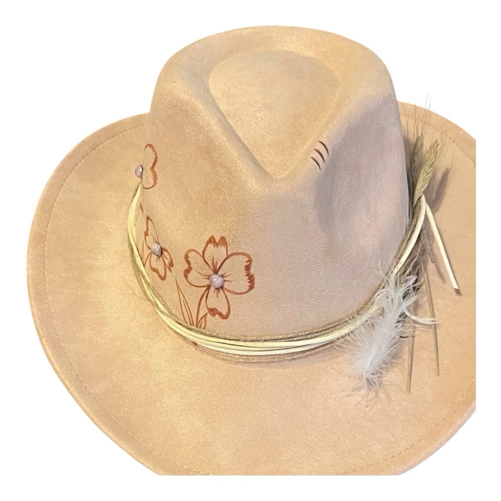 Peach - Beige Women's Hat-Handpainted